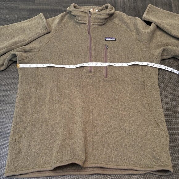 Patagonia Mens Better Sweater 1/4 Zip Fleece Jacket Green Size Large w Hole - Picture 9 of 15